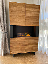 Wasserdampfkamin im Echtholzschrank